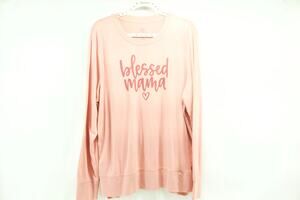 Positive Tees “Blessed Mamma” XL women’s long sleeve T-shirt pink/salmon